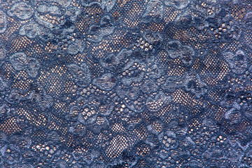 lace on fabric vegetable openwork background in blue