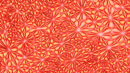 Abstract red flowers wall pattern. Red background