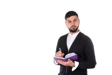 Fototapeta na wymiar Young attractive student with a beard.