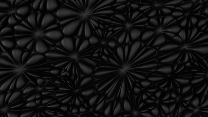 Abstract black flowers wall pattern. Dark background.