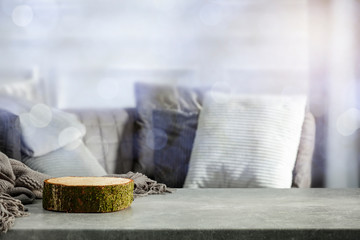 Table background of free space and Easter time in home. 