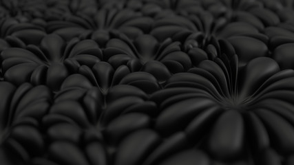 Fototapeta premium Abstract black flowers wall pattern. Dark background.