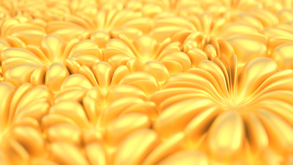 Abstract gold flowers wall pattern. Gold background