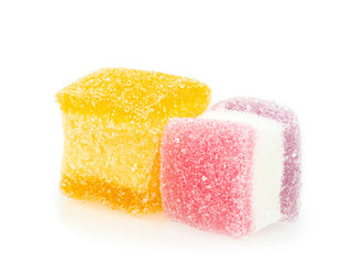 Jelly mixed with sugar isolated on white background. Clipping path