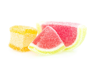 Jelly mixed with sugar isolated on white background. Clipping path