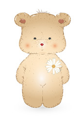 kleiner niedlicher Teddy Bär mit Ansteckblume