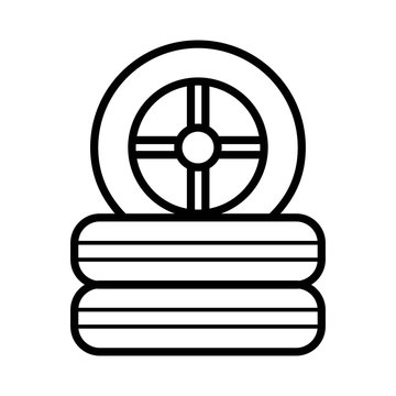 recommend clip art: Car, vehicle or automobile tire alloy wheel with rim flat vector icon for apps and websites