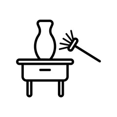 Dusting broom and vase, cleaning of objects from dust