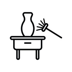 Dusting broom and vase, cleaning of objects from dust