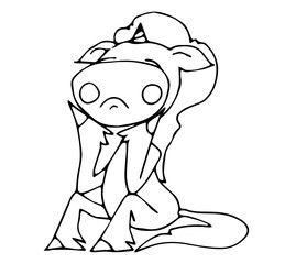 Coloring book for kids - unicorn crying. Black and white cute cartoon unicorns. Vector illustration.	