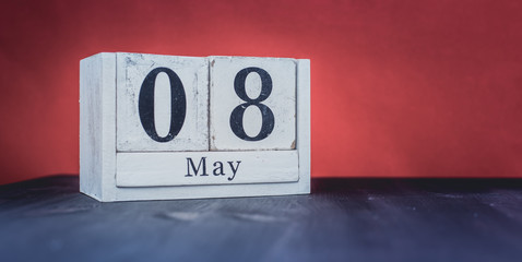 May 8 - May 8th - Beautiful spring - the most positive season of the year - White blocks with date and May symbols