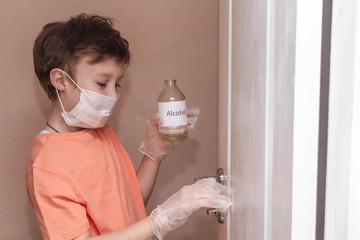 Prevention of the spread of viruses, bacteria, and microbes by disinfecting surfaces with alcohol.