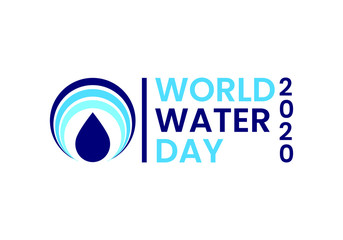 World water day 2020 logo sign symbol, Water and Climate Change. Vector flat design.