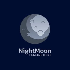 Full moon logo design with crescent moon pieces