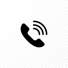 Communication concept. Vector flat outline icon illustration. Black and white isolated on transparent background. Phone call handset sign. Design element for web, ui, button, website, logo.