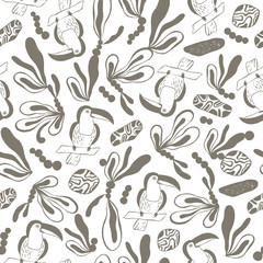 Tropical birds seamless pattern. Vector background.