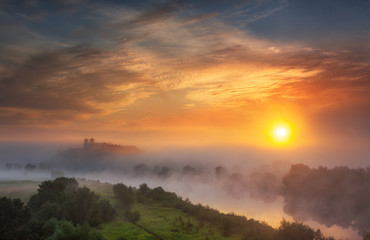 Benedictine monastery on the rocky hill by the Vistula river in Tyniec near Cracow, Poland
