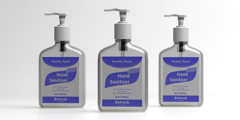 Hand sanitizer gel for hygiene, Coronavirus covid 19 protection. 3d illustration