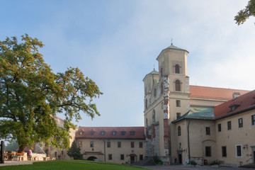 Fototapeta na wymiar Benedictine monastery on the rocky hill by the Vistula river in Tyniec near Cracow, Poland