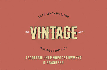 Vintage style font and alphabet for different designs. Vintage typeface
