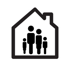 Home with family inside icon. Stay at home concept. Coronavirus COVID-19 virus quarantine or recommendation