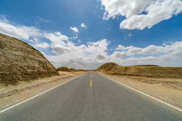 Road straight ahead to desert