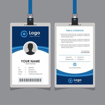 Simple Abstract Stylish Blue Curve Id Card Design, Professional Identity Card Template Vector for Employee and Others