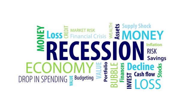 Animated Recession Word Cloud on a White Background