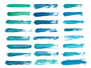 Abstract watercolor blue brush strokes isolated on white, creative illustration,fashion background. Vector