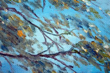 Abstract modern painting. Painting painted with a palette knife on canvas with oil paints in a large stroke