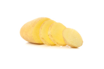Ripe young potato isolated on white background