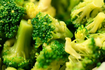 fresh chopped green broccoli background macro photo