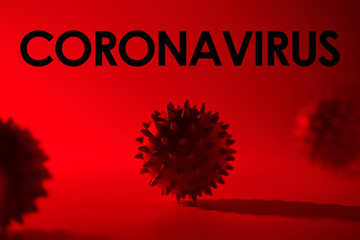 Inscription CORONAVIRUS on red background. World Health Organization WHO introduced new official name for chinese virus 2020.disease named: COVID-19 SARS, Coronaviridae , SARS-CoV, SARSCoV , MERS-CoV