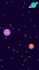 vertical space background, endless starry space background with planets