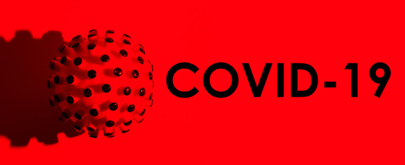 Inscription COVID-19 on red background. World Health Organization WHO introduced new name for chinese virus 2020.disease named: Coronavirus, COVID-19 SARS, Coronaviridae , SARS-CoV, SARSCoV , MERS-CoV