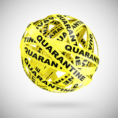 Quarantine Line Restricted Area in Sphere Form. Danger Zone Concept on gradient background