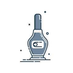 Cosmetic container nail polish. Female fashion product. Plastic or glass bottle label design. Fashion & style. Closeup on white backdrop. Isolated object. Illustration isolated white background