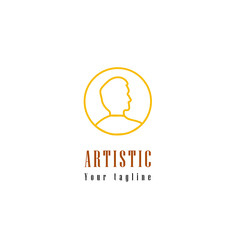 logo line art modern template design art face man for brand fashion