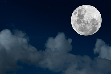 Fototapeta na wymiar Full moon and blurred cloud on the sky.