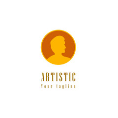 logo modern full color template design art face siluet man for brand fashion