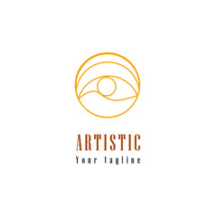 Eye illustration logo line art design for your brand fashion