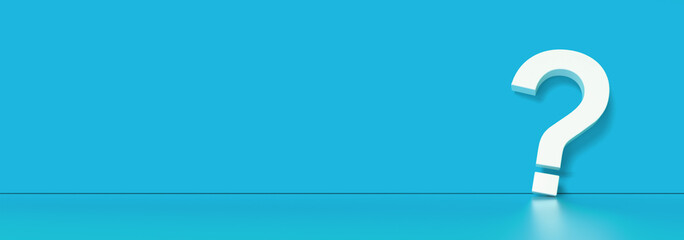 question mark in front of a red color wall background. Business support concept - 3D Rendering.