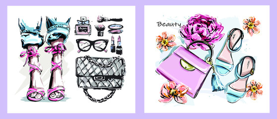 fashionable selection of bows on a white background