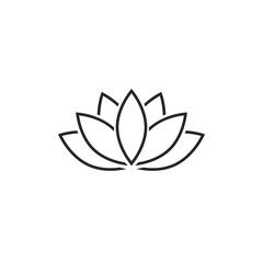 Lotus line icon or Harmony icon on white.