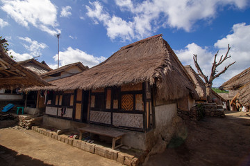Fototapeta na wymiar sasak tribe traditional house in sade village, Lombok, Indonesia