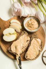 breakfast with peanut butter toast