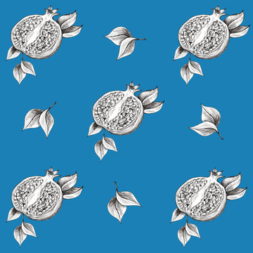 pomegranate pattern for use in textiles, design wallpaper