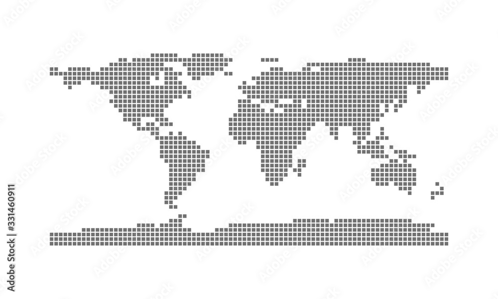 Wall mural abstract world map with square pixel dots spot modern tecnology concept design isolated on white bac
