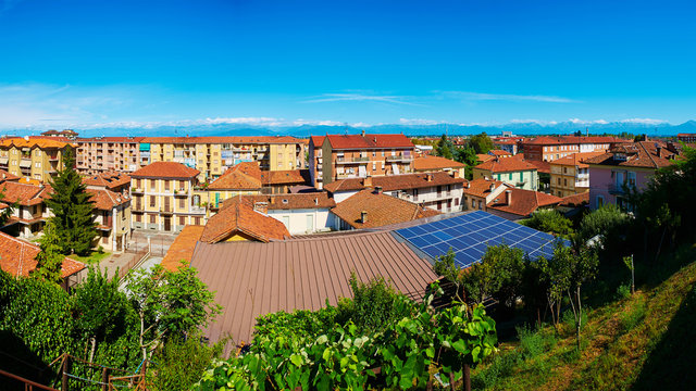 View of the town of Fossano, Piemont, Italy.