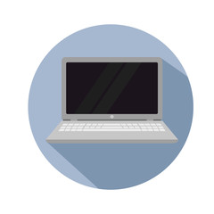 Simple, flat illustration of a laptop on a white background. 